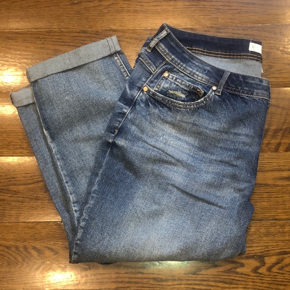 DENIM Women’s Hi-Rise Girlfriend Crop Patch Jeans Size 18w - Picture 3 of 11